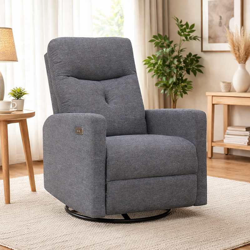 Fauteuil inclinable à bascule pivotant électrique de 29,9 po de large avec ports USB pour planeur de chambre d'enfant