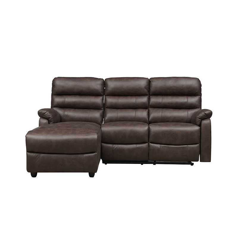 Canapé sectionnel modulaire trois places en cuir confortable en forme de L avec pouf