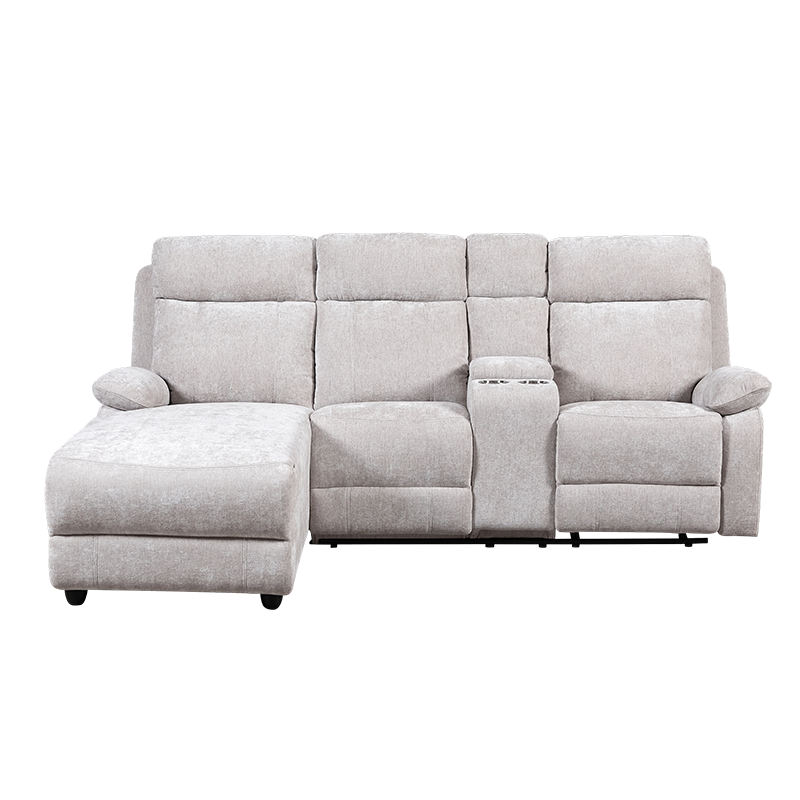Canapé sectionnel méridienne en chenille avec pouf