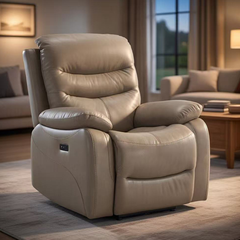 Fauteuil inclinable électrique en cuir avec ports USB