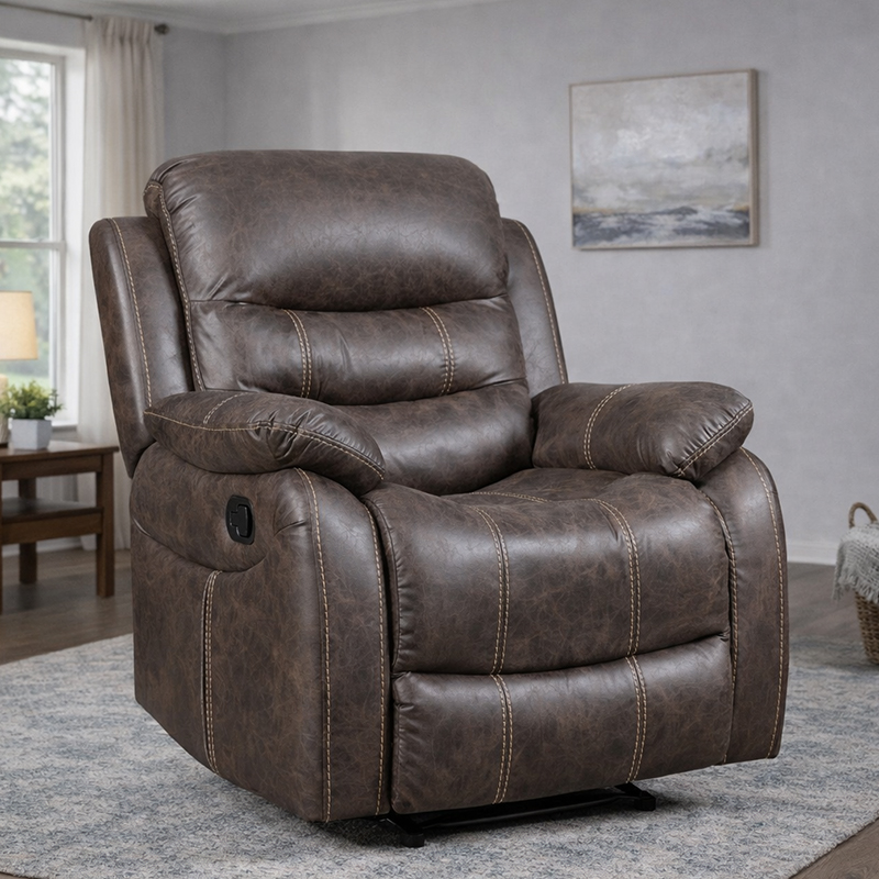 Fauteuil inclinable manuel tapissé en cuir pour le salon