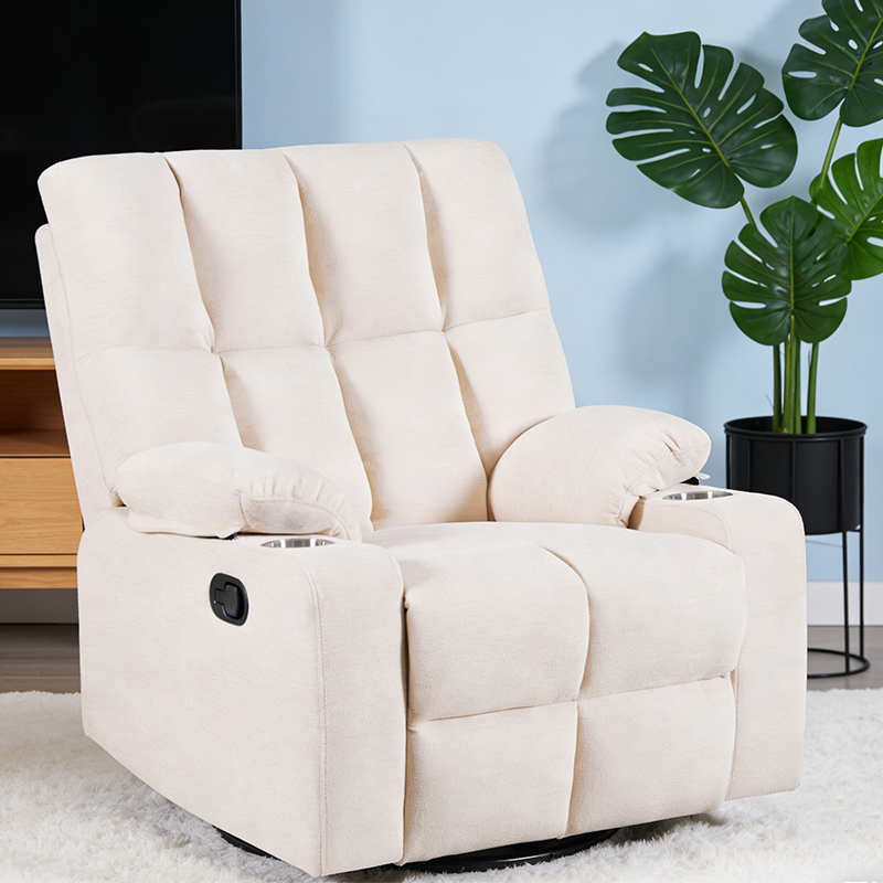 Fauteuil inclinable manuel en velours avec pivot et bascule