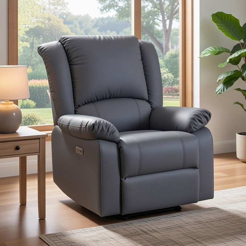 Fauteuil inclinable électrique en cuir de 33,1 po avec ports USB pour adultes