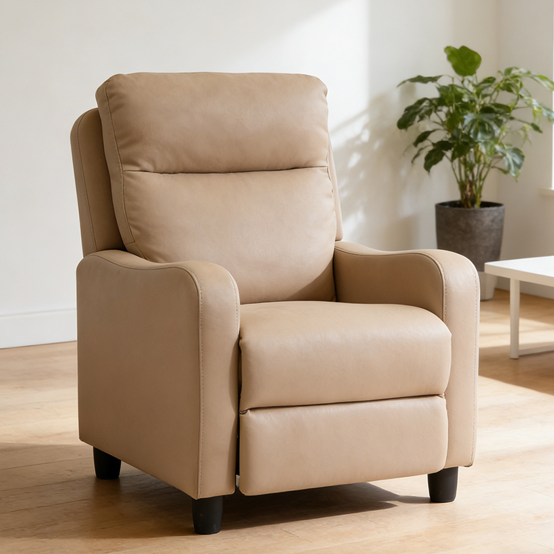 Fauteuil club inclinable en microfibre à dossier push