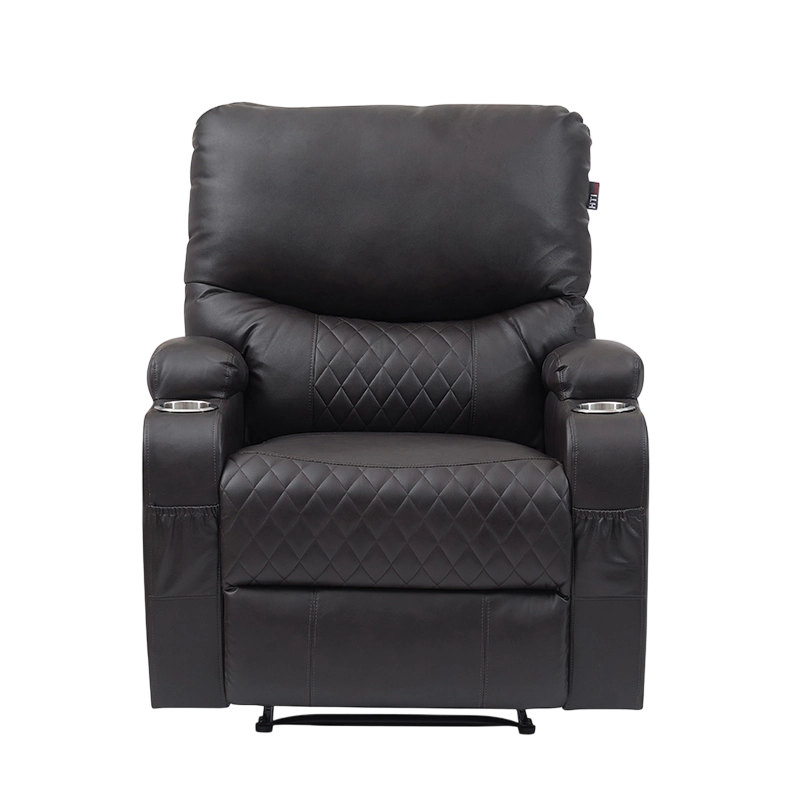 Fauteuil inclinable manuel en similicuir rembourré avec deux porte-gobelets