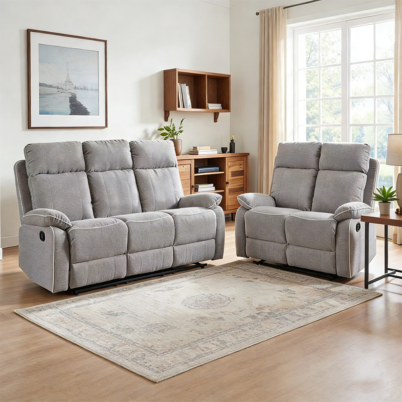 Ensemble de canapés à inclinaison manuelle 2 pièces en tissu assorti