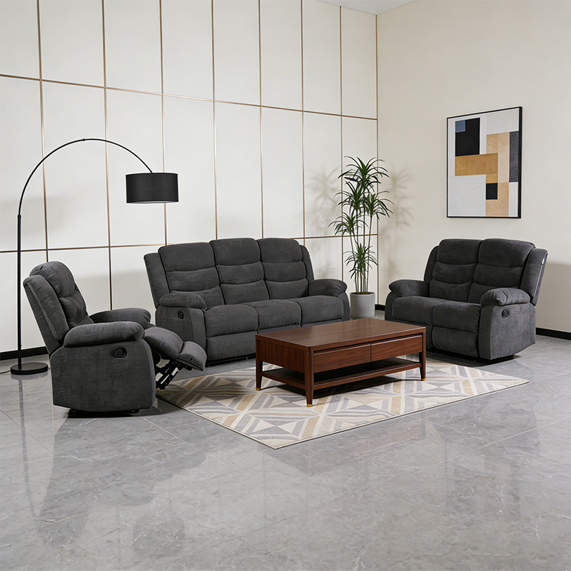 Ensemble de salon inclinable en tissu 3 pièces, canapé, causeuse et fauteuil inclinable
