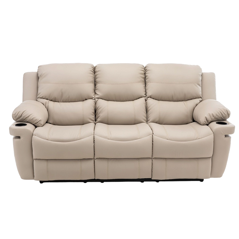 Canapé inclinable 3 places en cuir de 85,4 po avec accoudoirs rembourrés