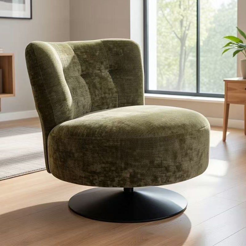 Chaise d'appoint pivotante à 360° rembourrée en velours