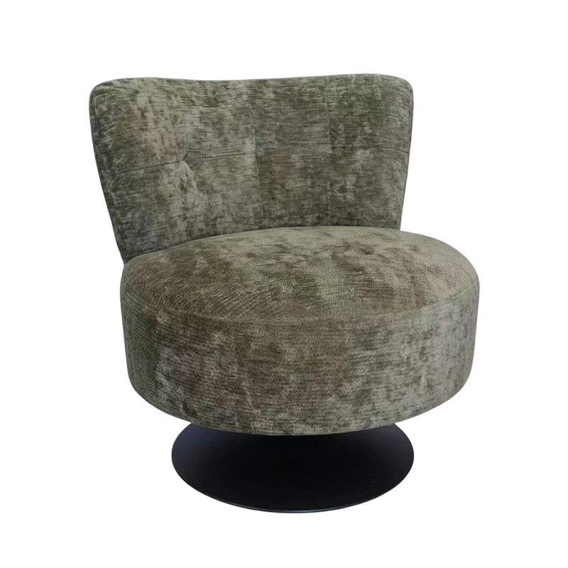 Chaise d'appoint pivotante à 360° rembourrée en velours