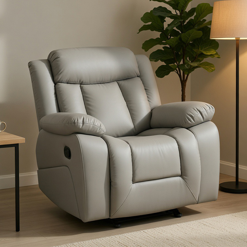 Fauteuil inclinable et berçant manuel en similicuir